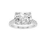 4.5CTW Elongated Cushion Shaped Lab Grown Diamond (F/VS) Bold Accented East West Set Engagement Ring in 14K Gold