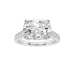 4.5CTW Elongated Cushion Shaped Lab Grown Diamond (F/VS) Bold Accented East West Set Engagement Ring in 14K Gold