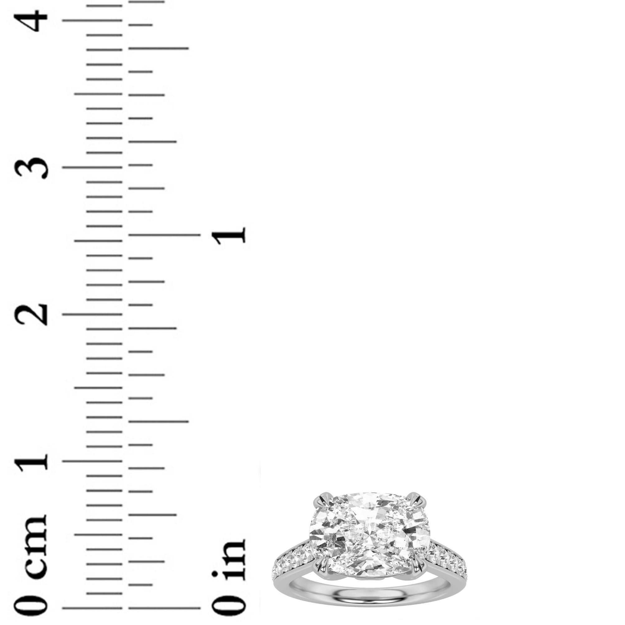 4.5CTW Elongated Cushion Shaped Lab Grown Diamond (F/VS) Bold Accented East West Set Engagement Ring in 14K Gold