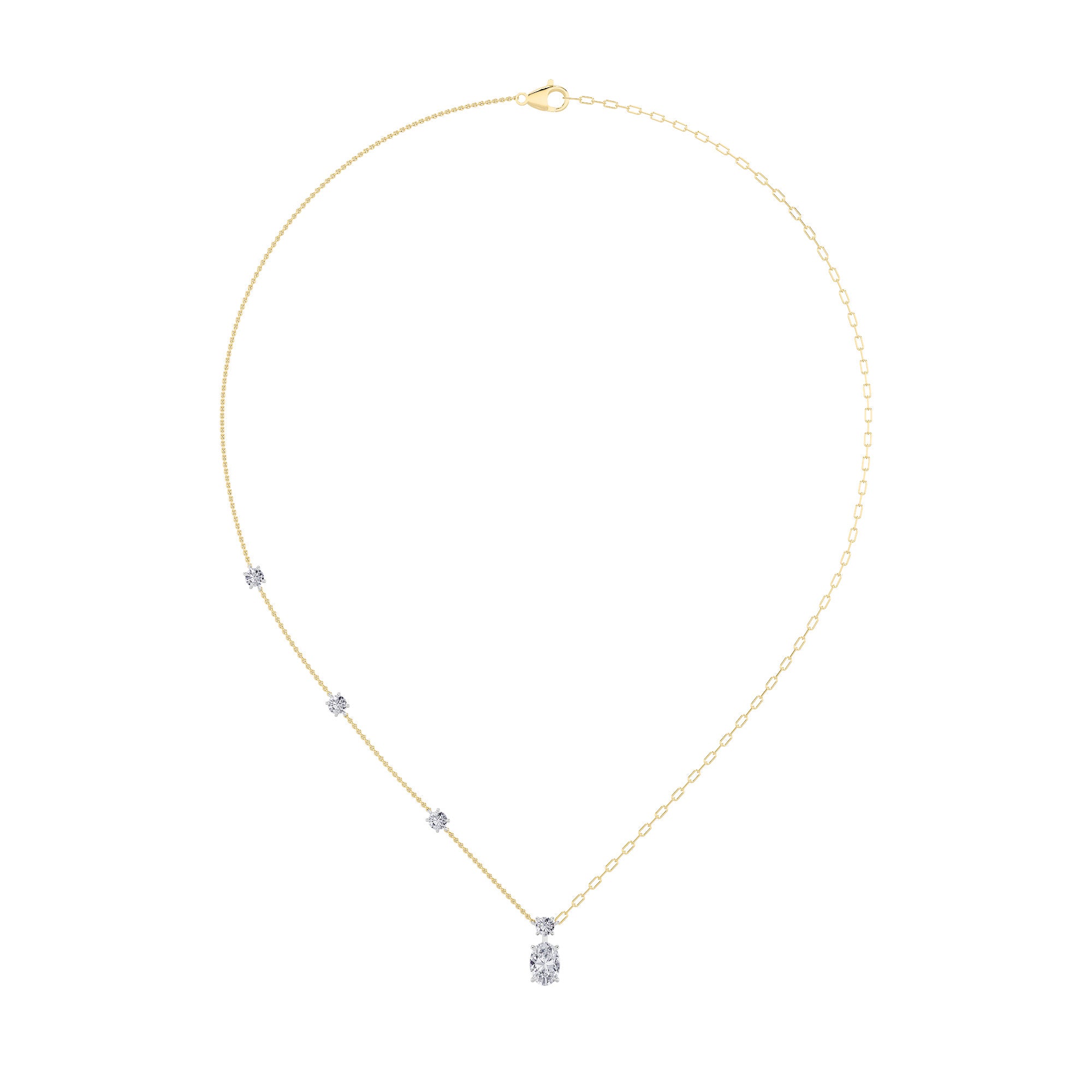 3.5CTW Oval Shaped Lab Grown Diamond (F/VS) Strata Chic Collection Necklace in 14K Gold