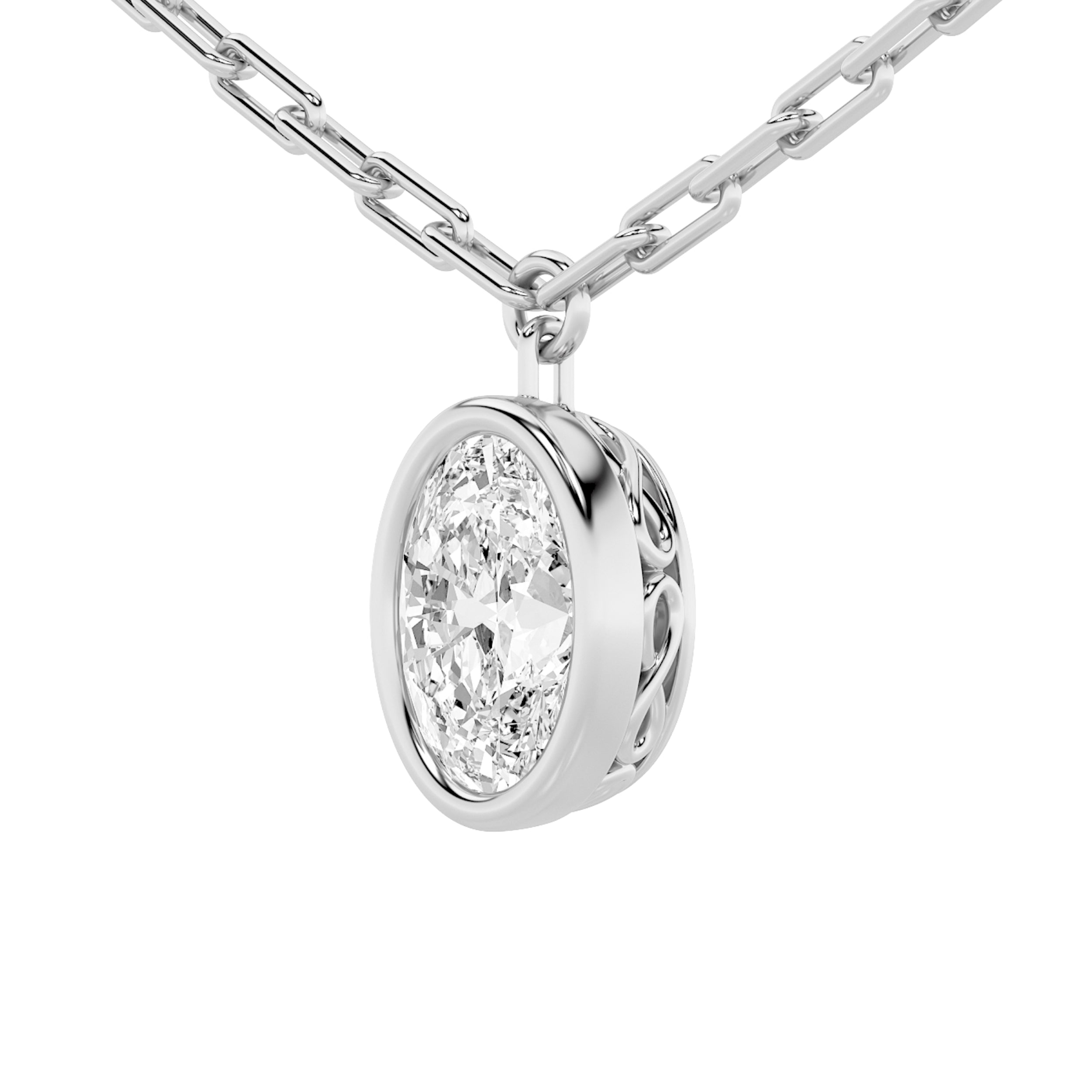 2CTW Oval Shaped Lab Grown Diamond (F/VS) Strata Chic Collection Necklace in 14K Gold
