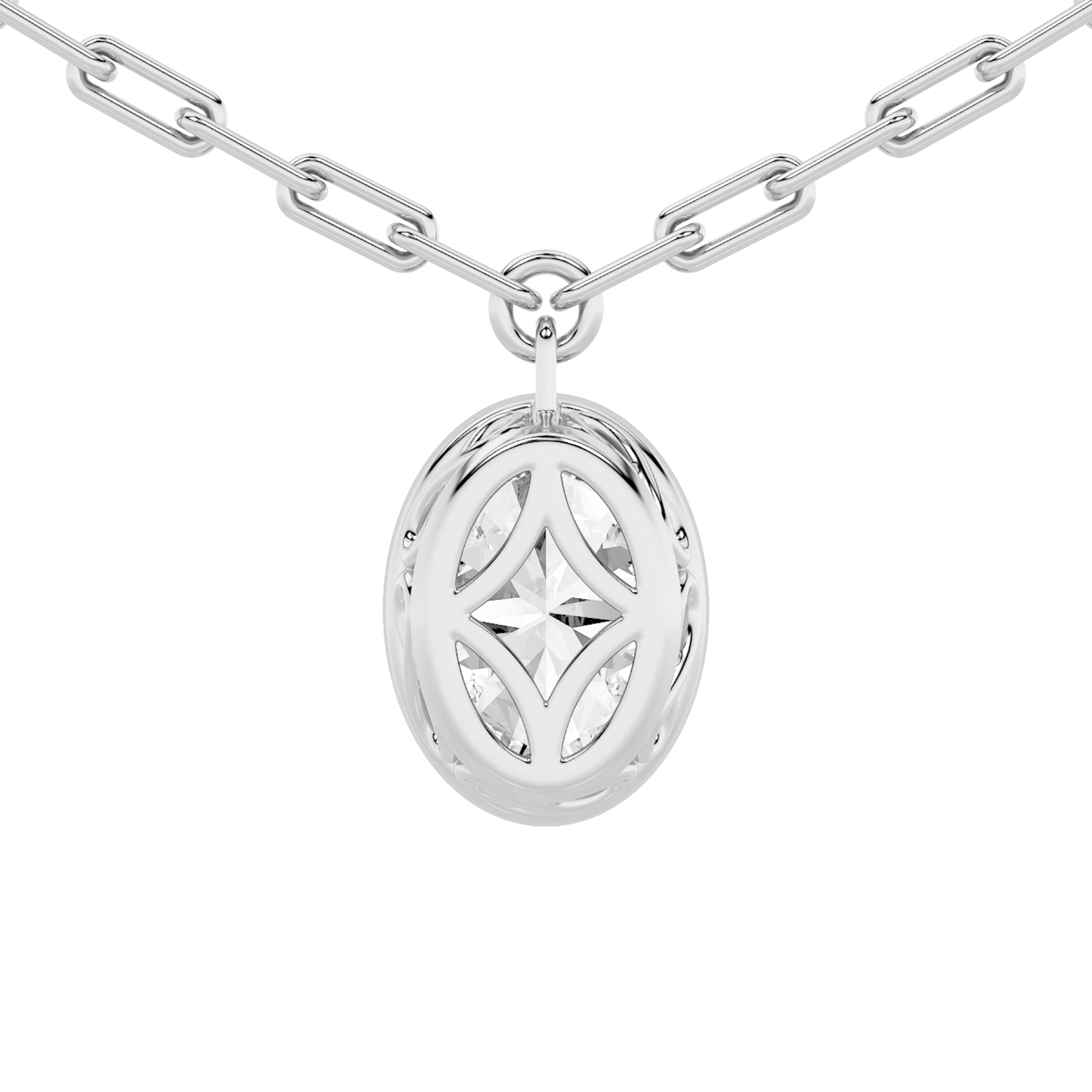 2CTW Oval Shaped Lab Grown Diamond (F/VS) Strata Chic Collection Necklace in 14K Gold