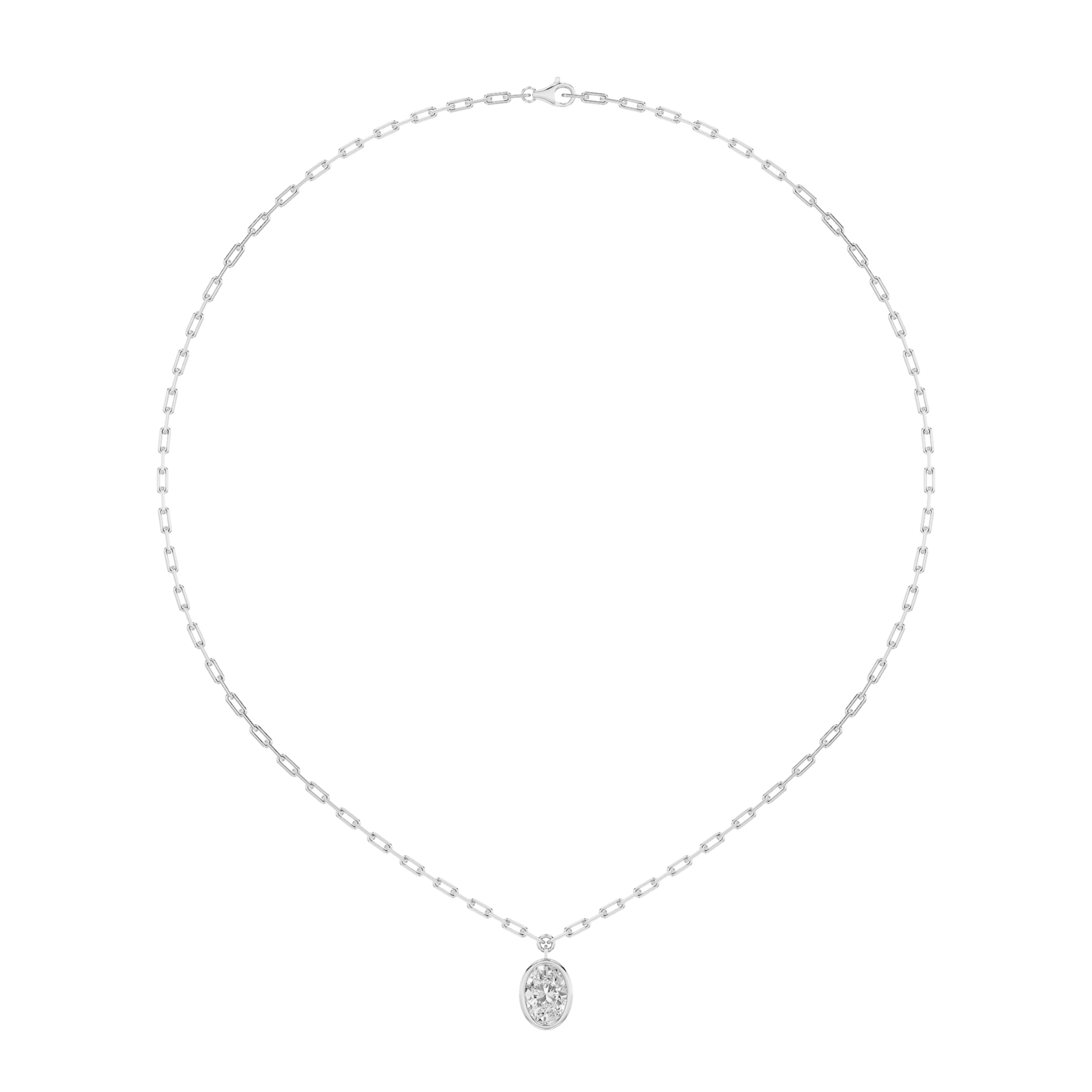 2CTW Oval Shaped Lab Grown Diamond (F/VS) Strata Chic Collection Necklace in 14K Gold