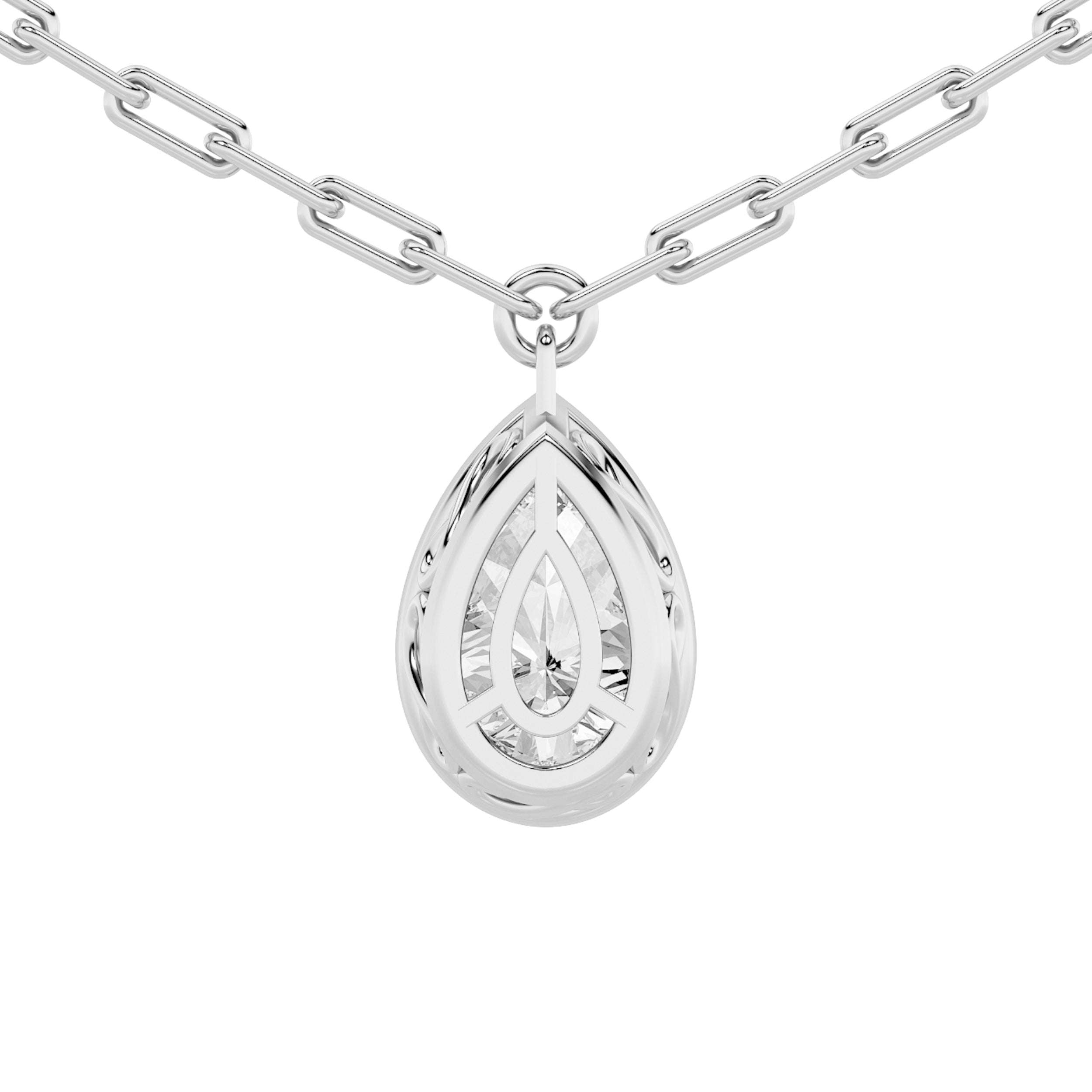 2CTW Pear Shaped Lab Grown Diamond (F/VS) Strata Chic Collection Necklace in 14K Gold
