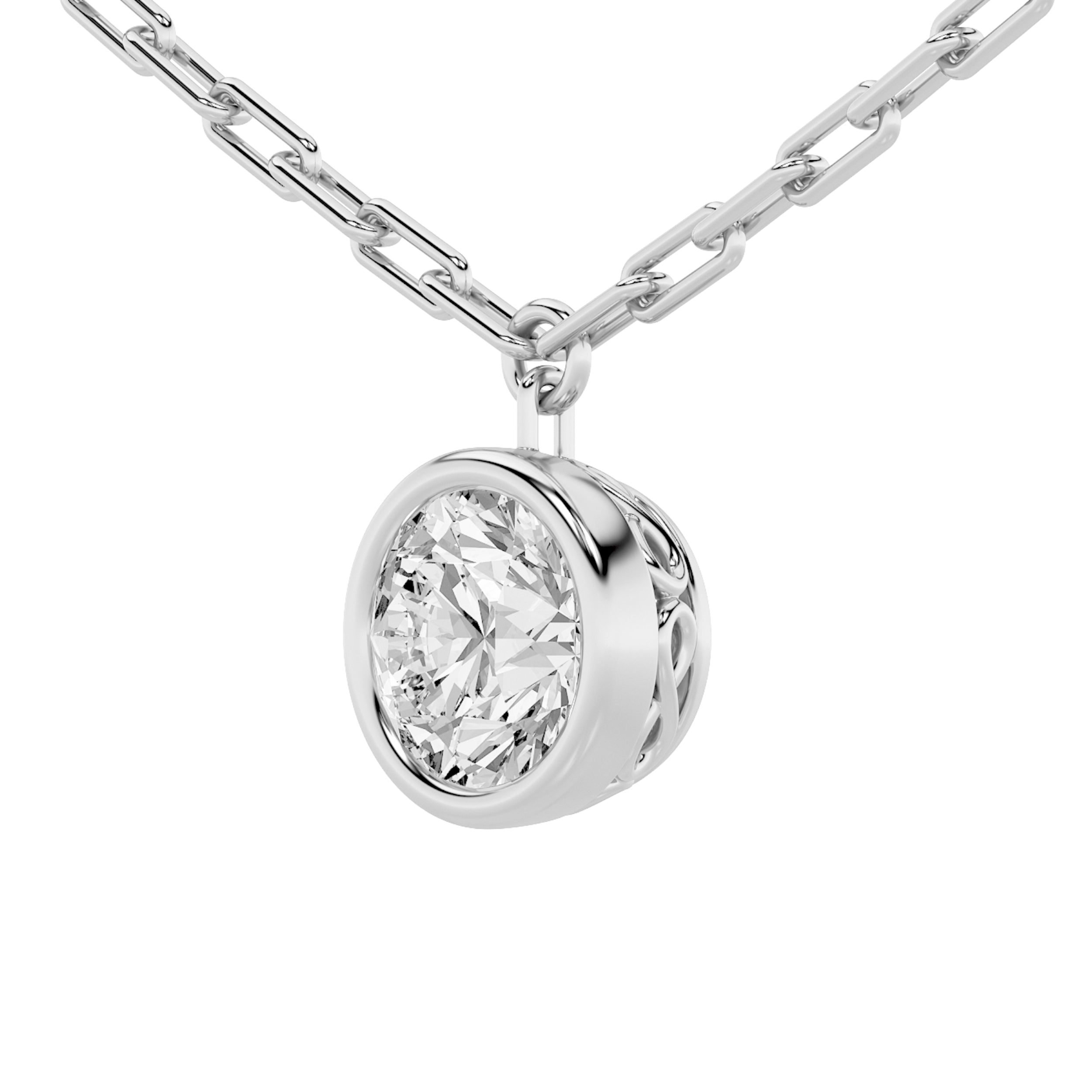 2CTW Round Shaped Lab Grown Diamond (F/VS) Strata Chic Collection Necklace in 14K Gold