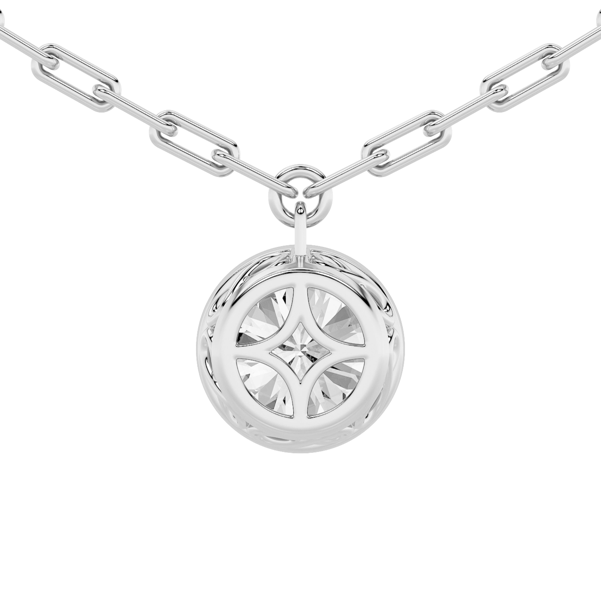 2CTW Round Shaped Lab Grown Diamond (F/VS) Strata Chic Collection Necklace in 14K Gold