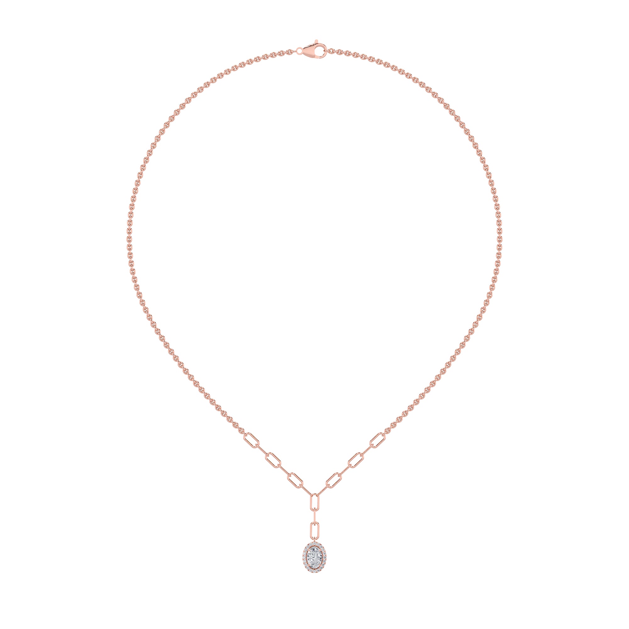 1.5CTW Oval Shaped Lab Grown Diamond (F/VS) Solitaire Necklace in 14K Gold