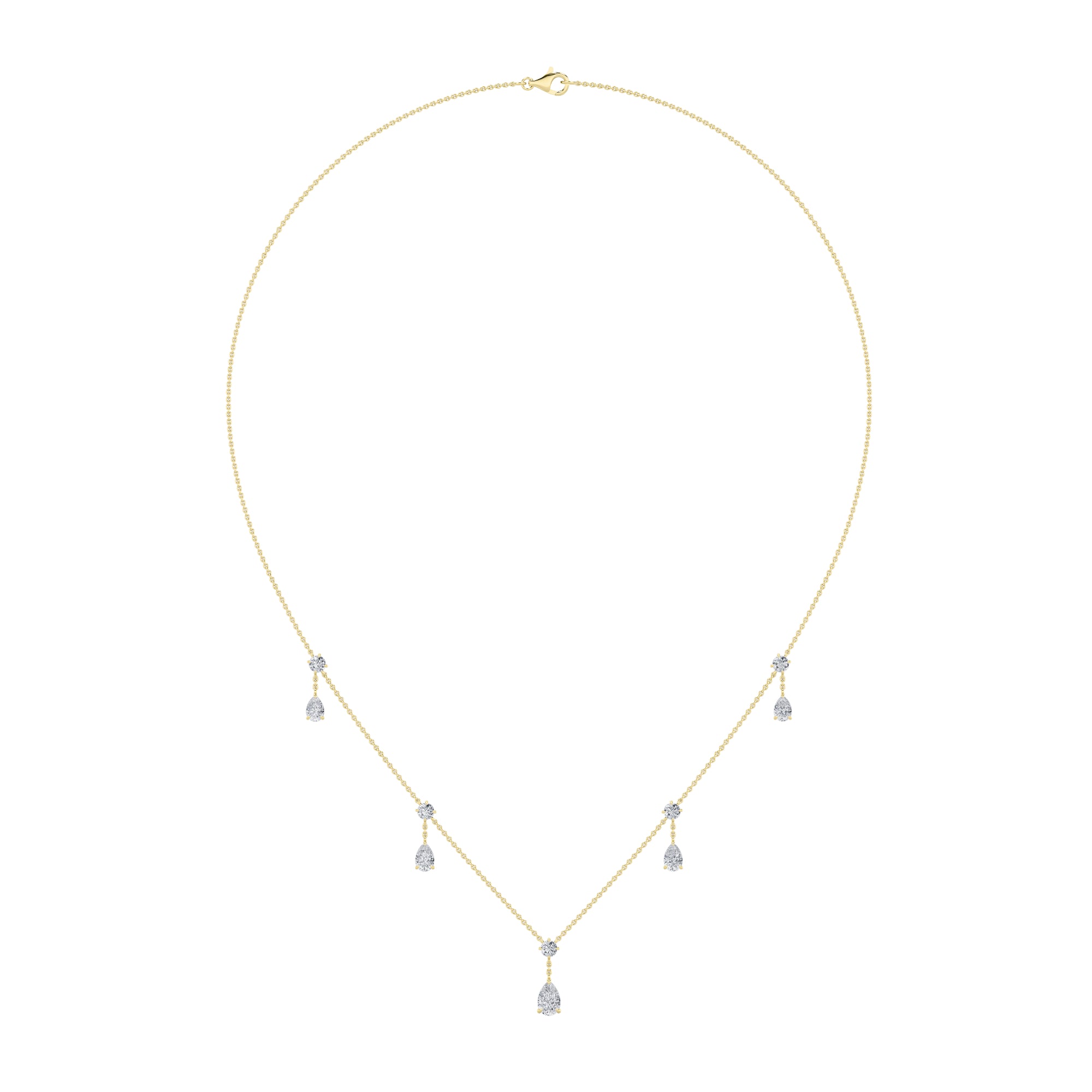3CTW Pear Shaped Lab Grown Diamond (F/VS) Solitaire Necklace in 14K Gold