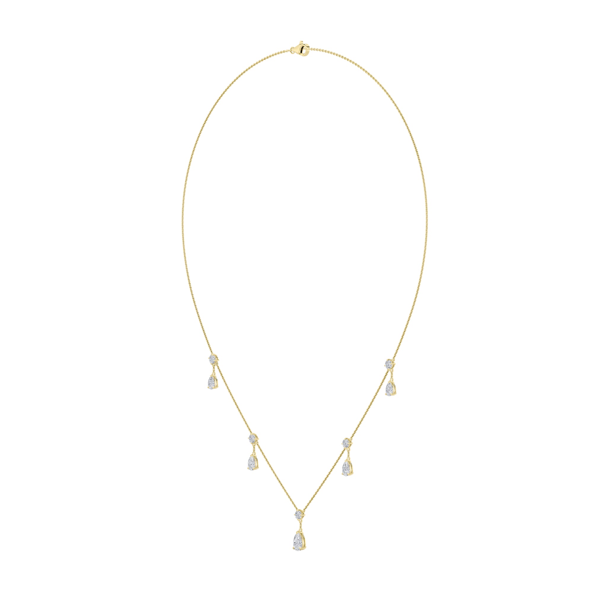3CTW Pear Shaped Lab Grown Diamond (F/VS) Solitaire Necklace in 14K Gold
