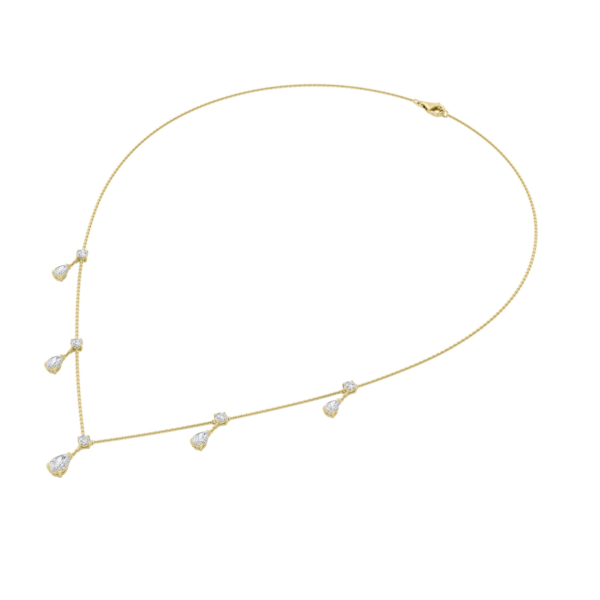 3CTW Pear Shaped Lab Grown Diamond (F/VS) Solitaire Necklace in 14K Gold