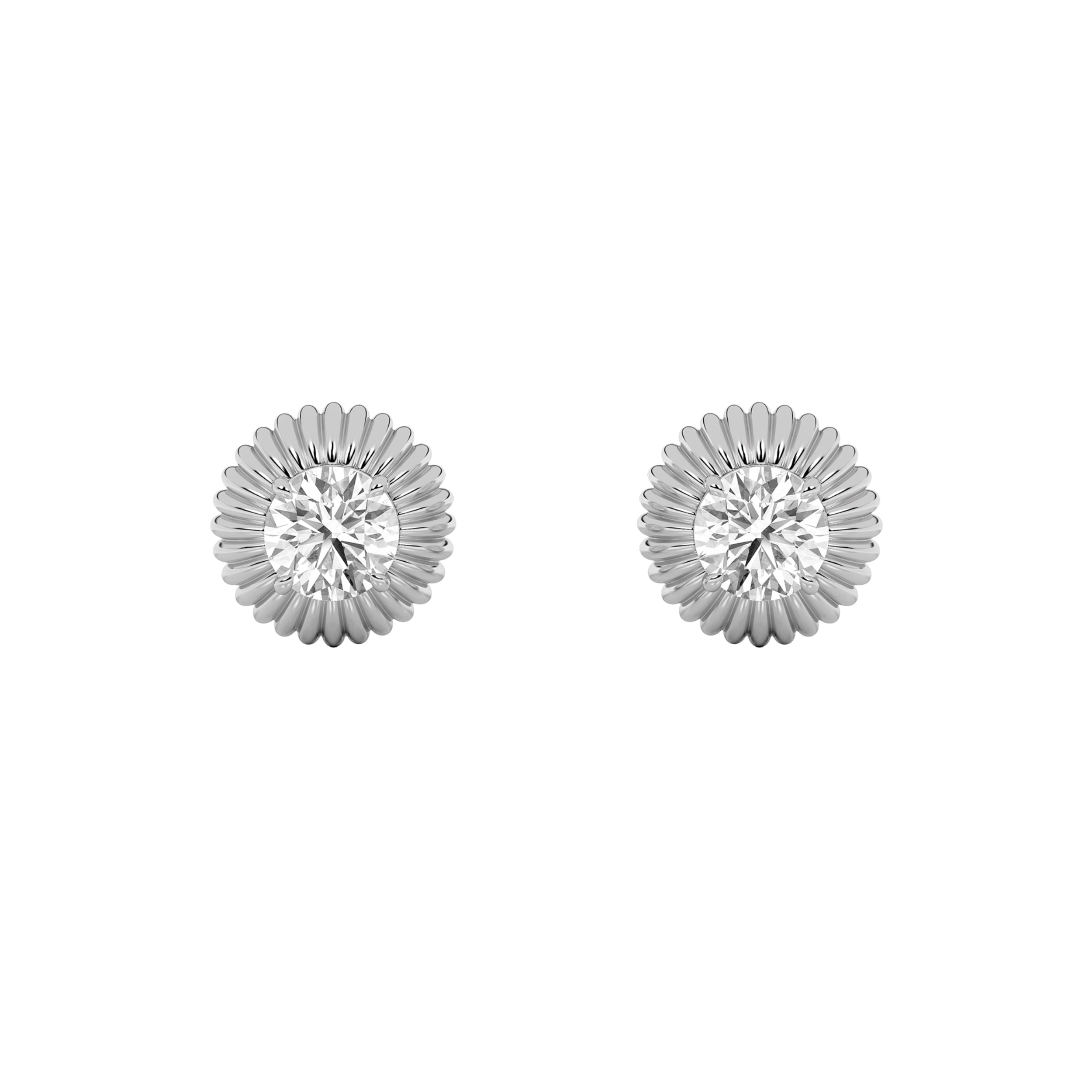 2CTW Round Shaped Lab Grown Diamond (F/VS) Vintage Inspired Stud Earrings in 14K Gold