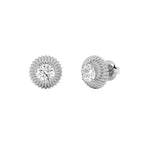 2CTW Round Shaped Lab Grown Diamond (F/VS) Vintage Inspired Stud Earrings in 14K Gold