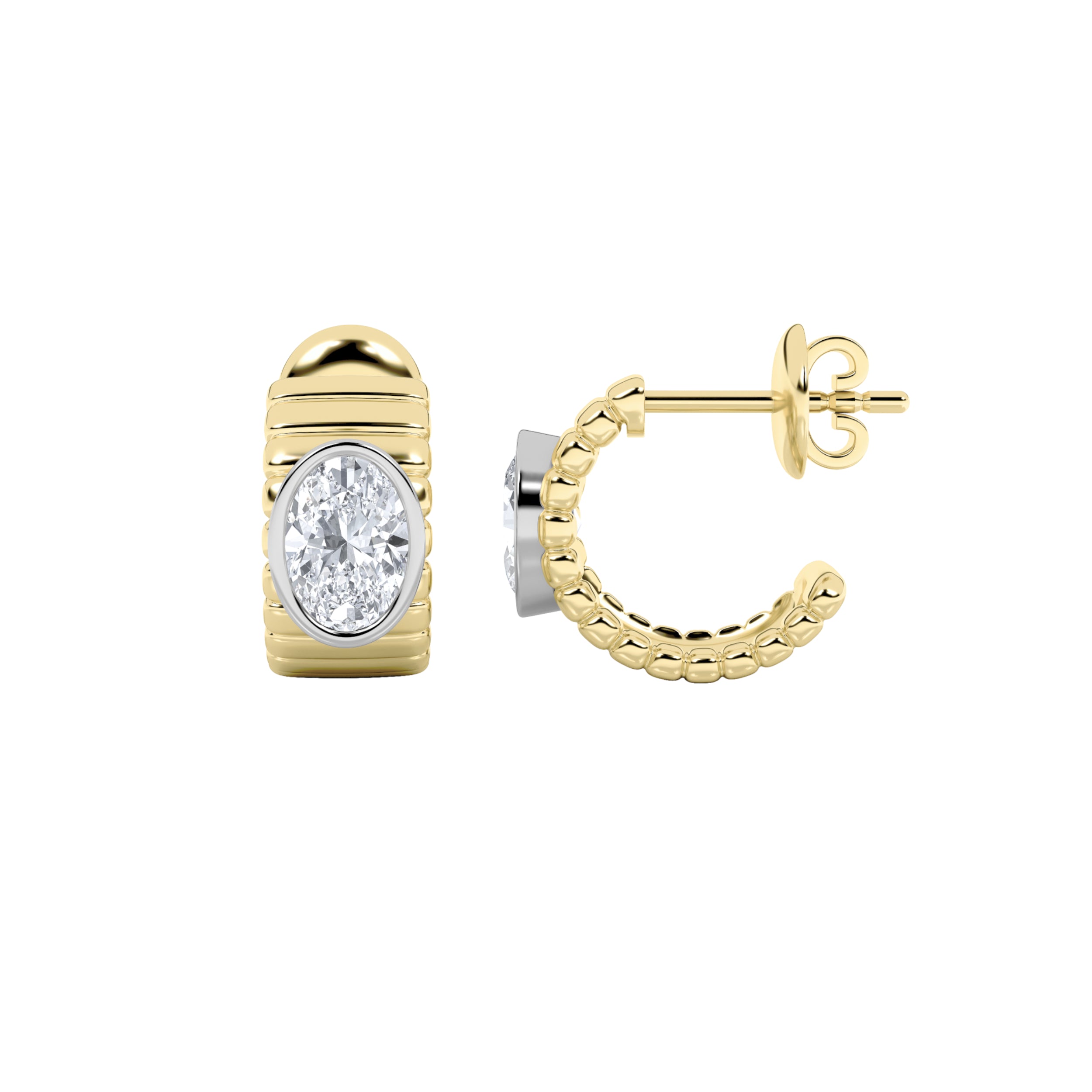 2CTW Oval Shaped Lab Grown Diamond (F/VS) Fashion Earrings in 14K Gold