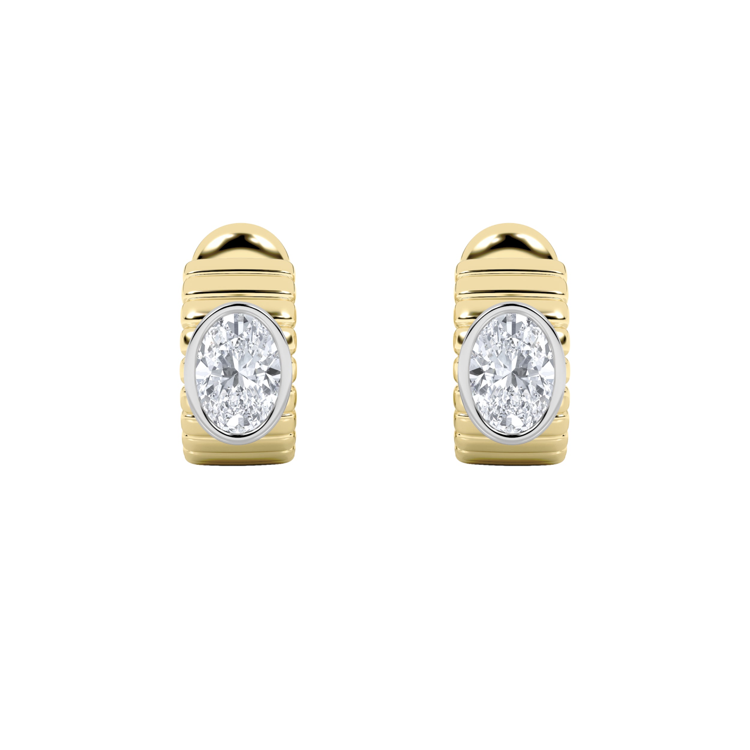 2CTW Oval Shaped Lab Grown Diamond (F/VS) Fashion Earrings in 14K Gold