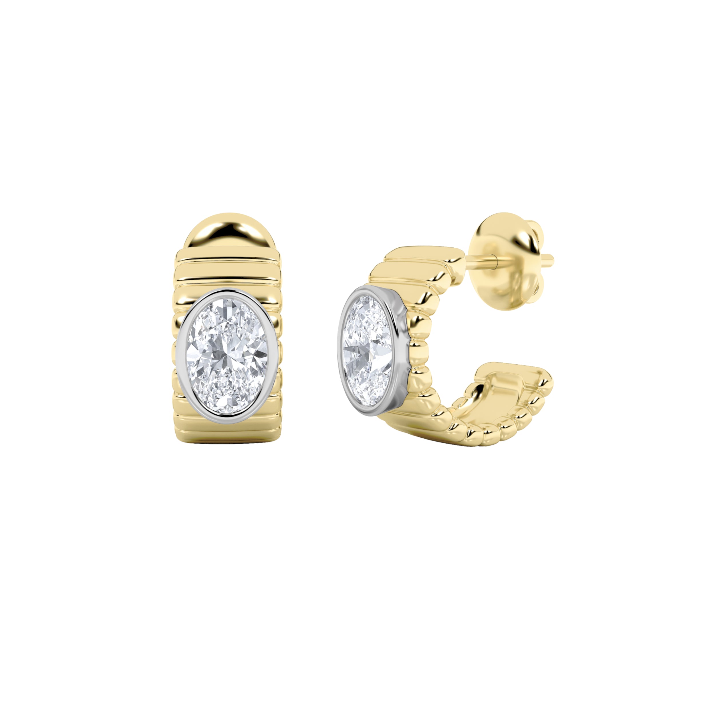 2CTW Oval Shaped Lab Grown Diamond (F/VS) Fashion Earrings in 14K Gold