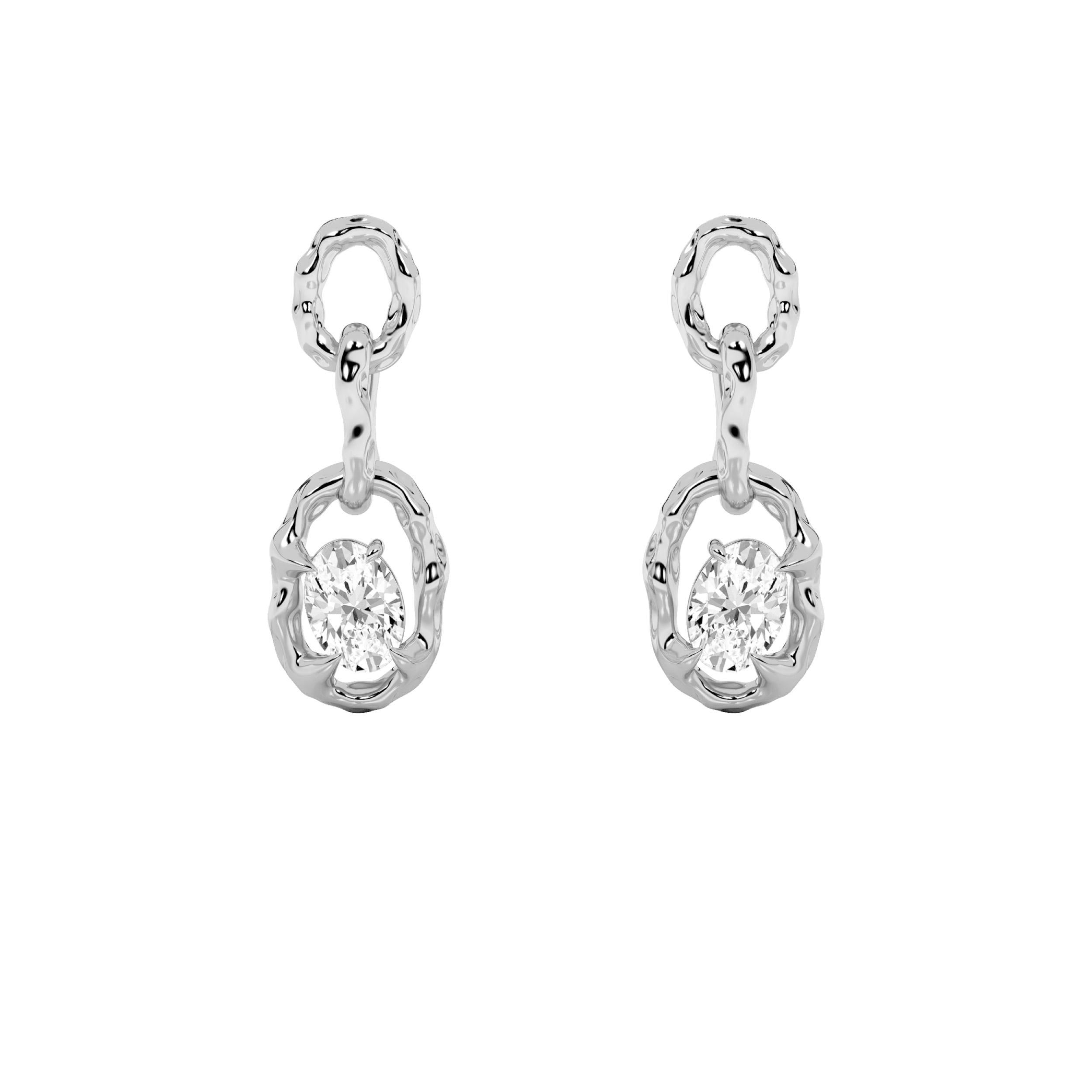 2CTW Oval Shaped Lab Grown Diamond (G/VS) Earrings in 14K Gold