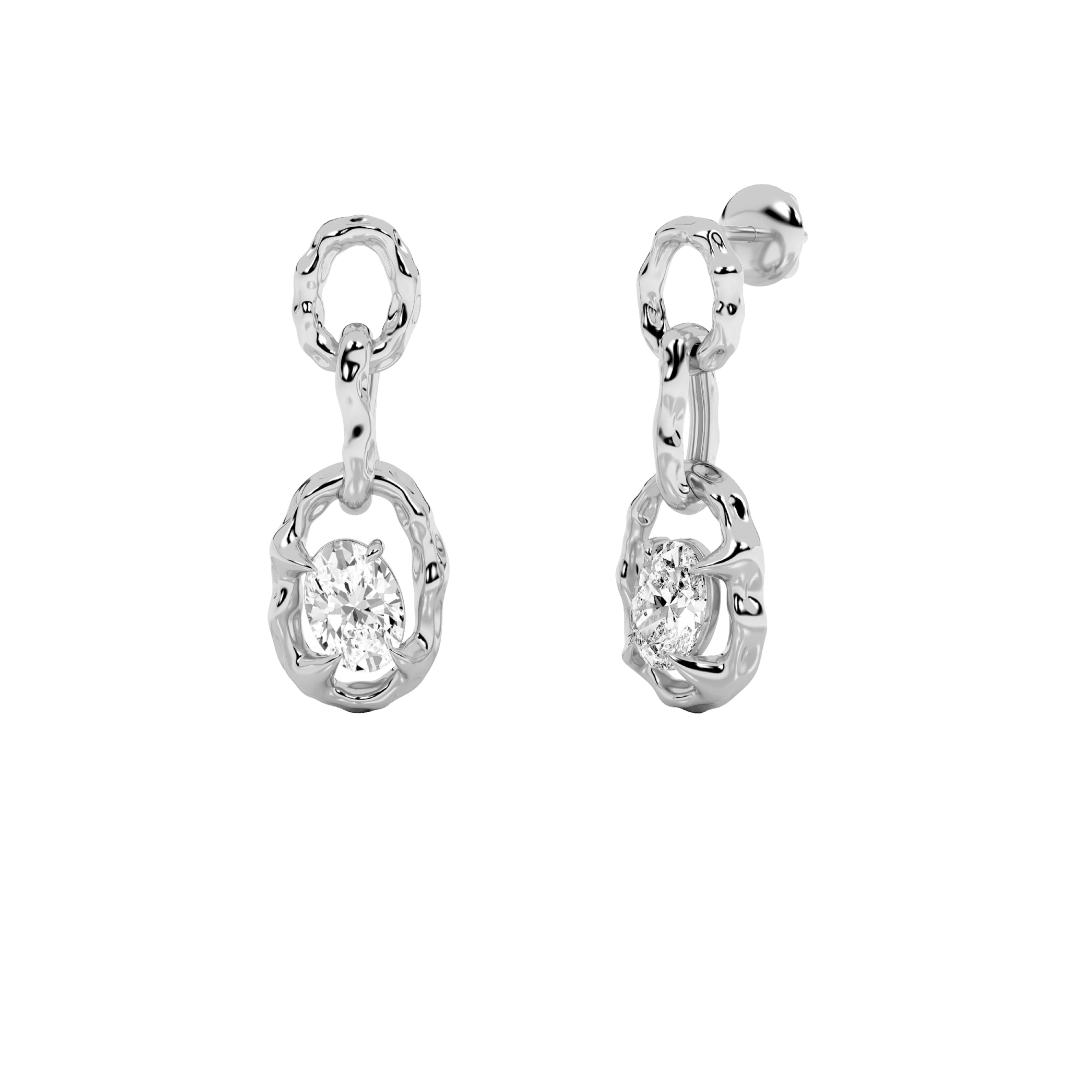 2CTW Oval Shaped Lab Grown Diamond (G/VS) Earrings in 14K Gold