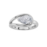 1CTW Pear Shaped Lab Grown Diamond (F/VS) East West Solitaire Ring in 14K Gold