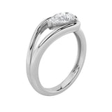 1CTW Pear Shaped Lab Grown Diamond (F/VS) East West Solitaire Ring in 14K Gold
