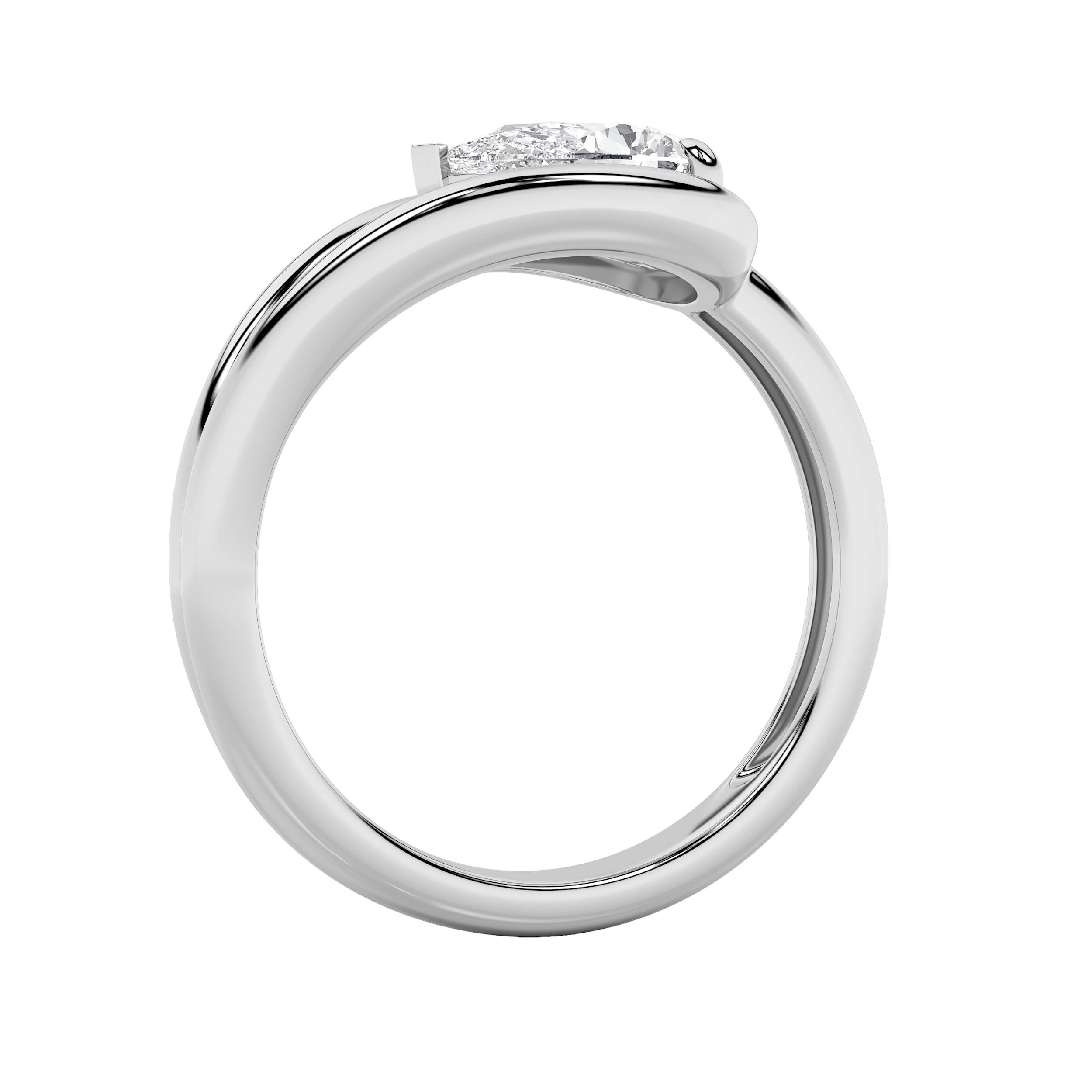 1CTW Pear Shaped Lab Grown Diamond (F/VS) East West Solitaire Ring in 14K Gold