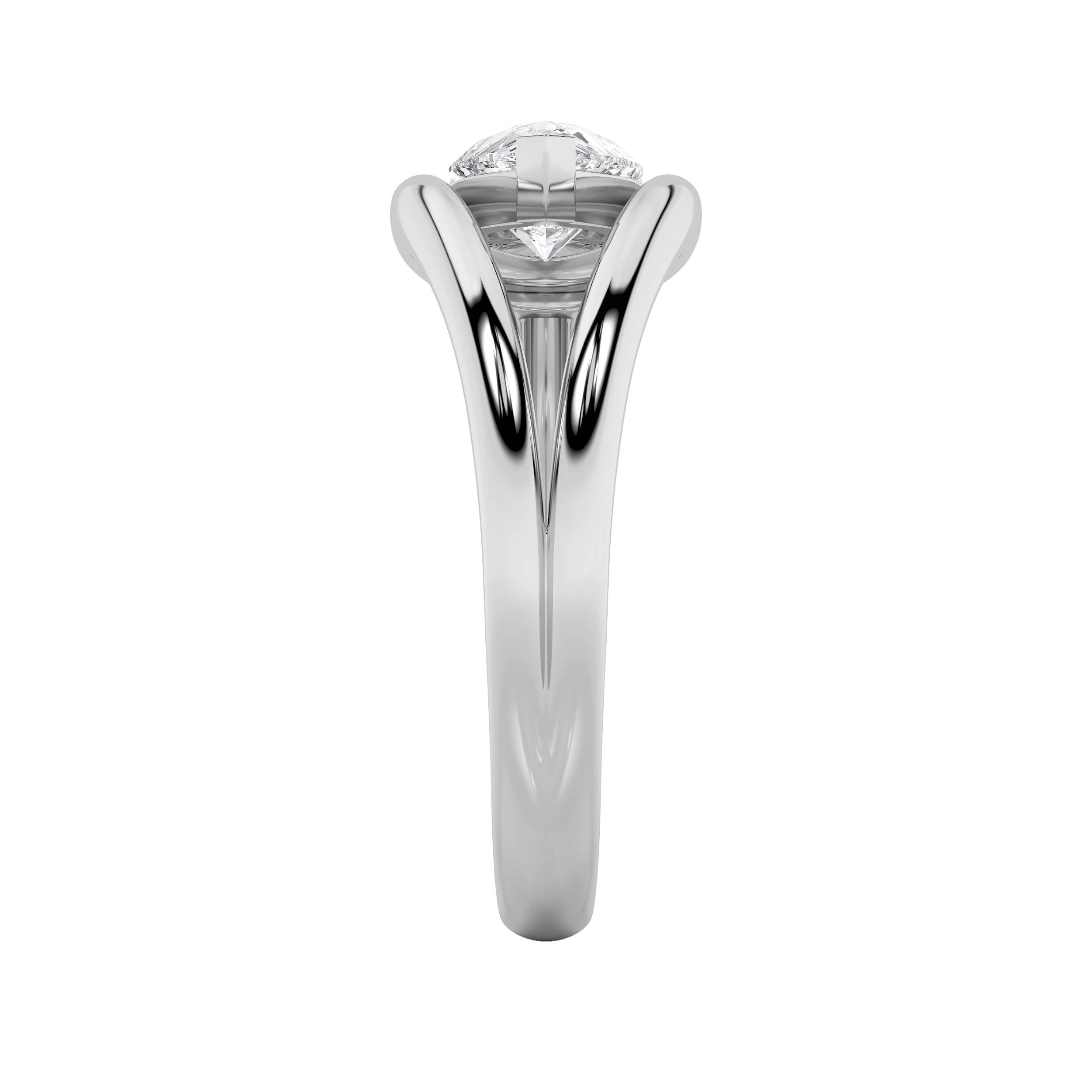 1CTW Pear Shaped Lab Grown Diamond (F/VS) East West Solitaire Ring in 14K Gold