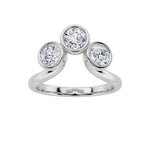 1CTW Round Shaped Lab Grown Diamond (F/VS) Three Stone Ring in 14K Gold