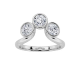 1CTW Round Shaped Lab Grown Diamond (F/VS) Three Stone Ring in 14K Gold