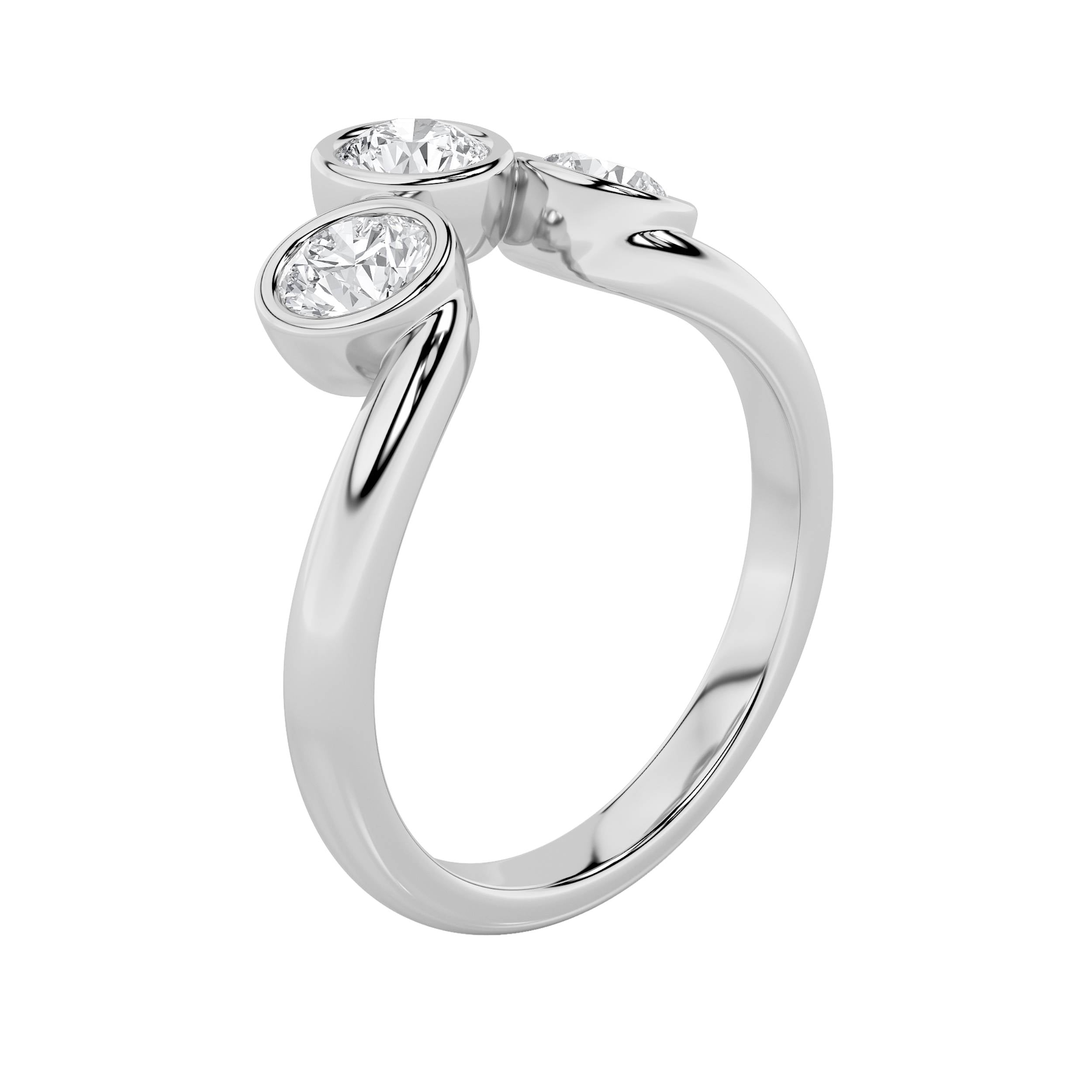 1CTW Round Shaped Lab Grown Diamond (F/VS) Three Stone Ring in 14K Gold