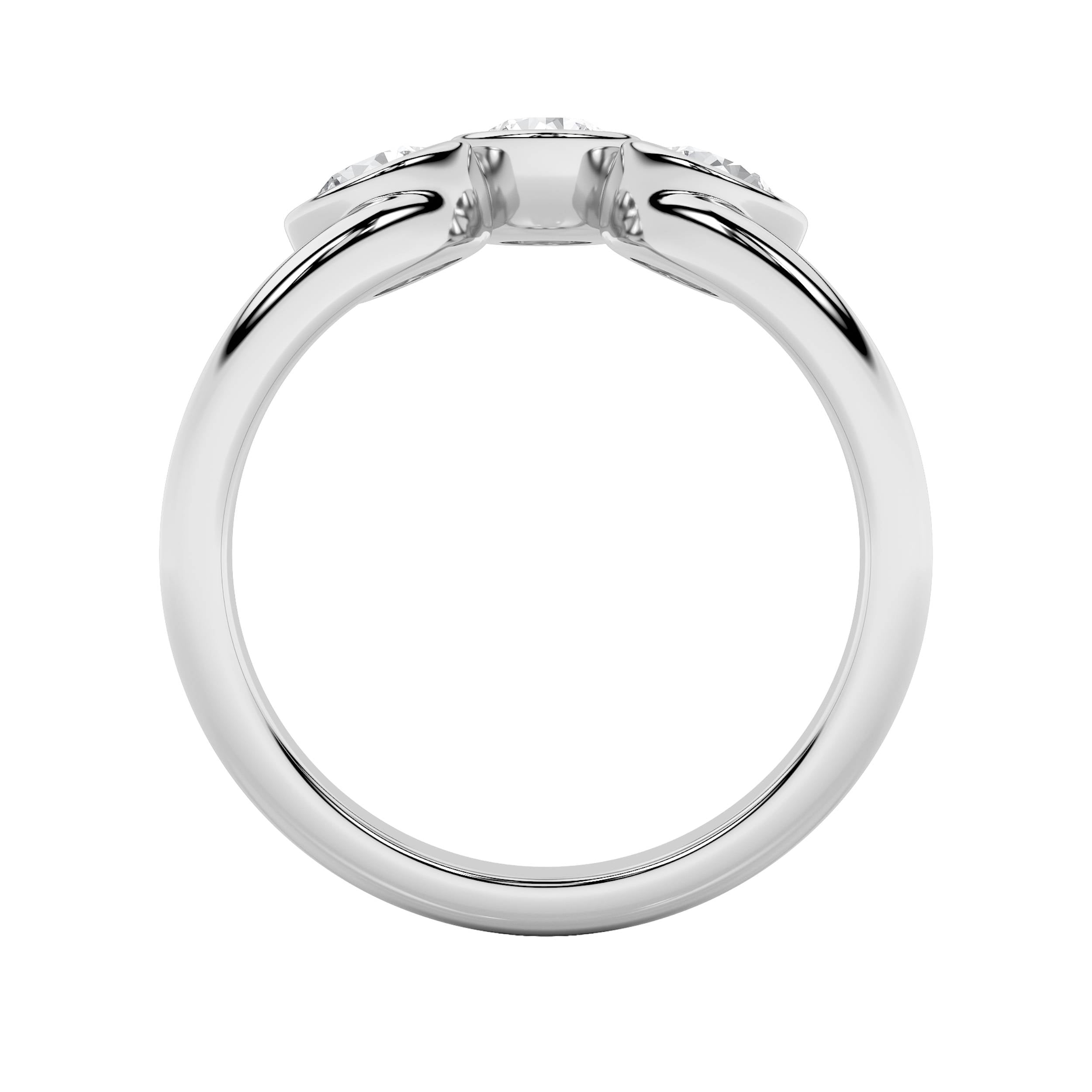 1CTW Round Shaped Lab Grown Diamond (F/VS) Three Stone Ring in 14K Gold