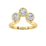 1CTW Round Shaped Lab Grown Diamond (F/VS) Three Stone Ring in 14K Gold
