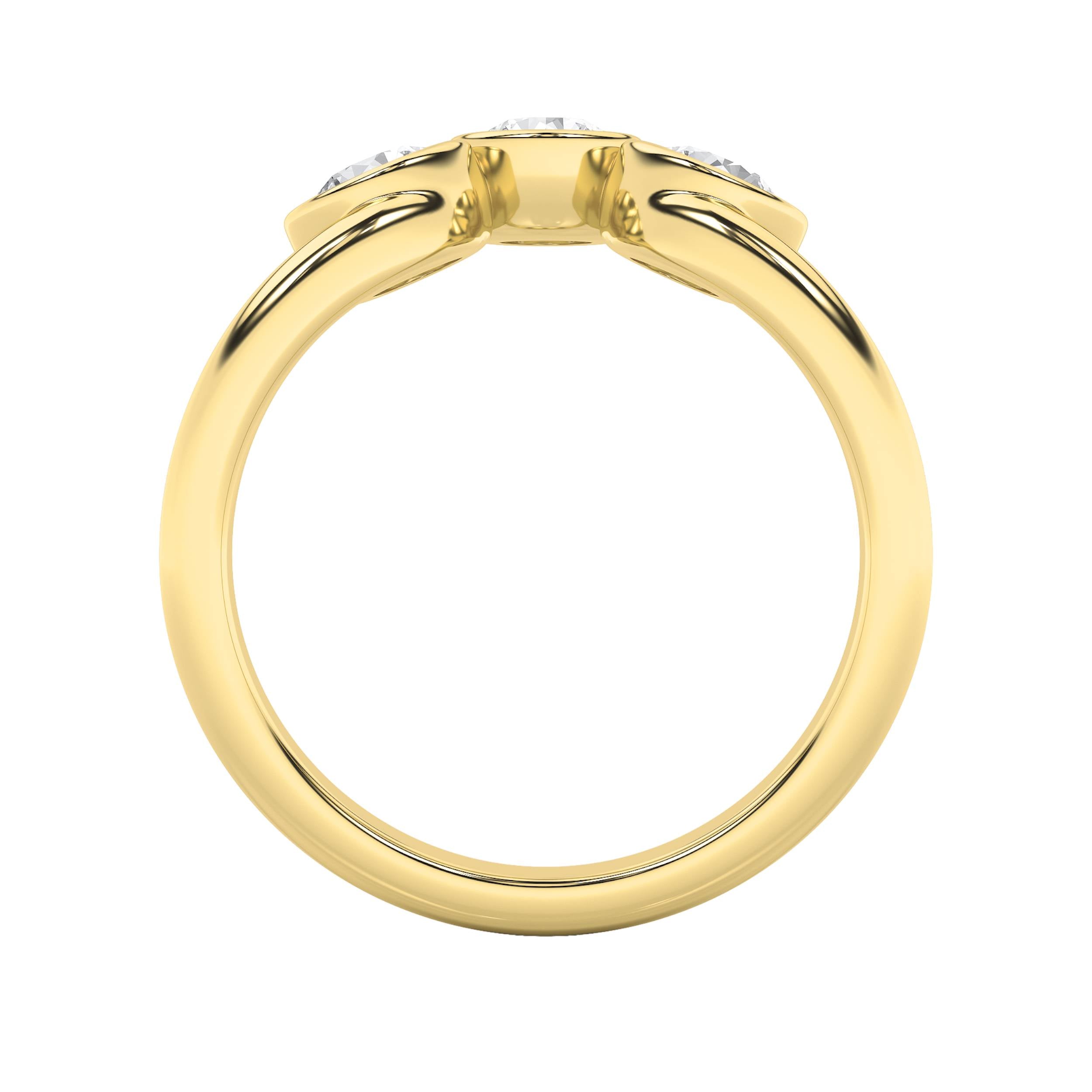1CTW Round Shaped Lab Grown Diamond (F/VS) Three Stone Ring in 14K Gold
