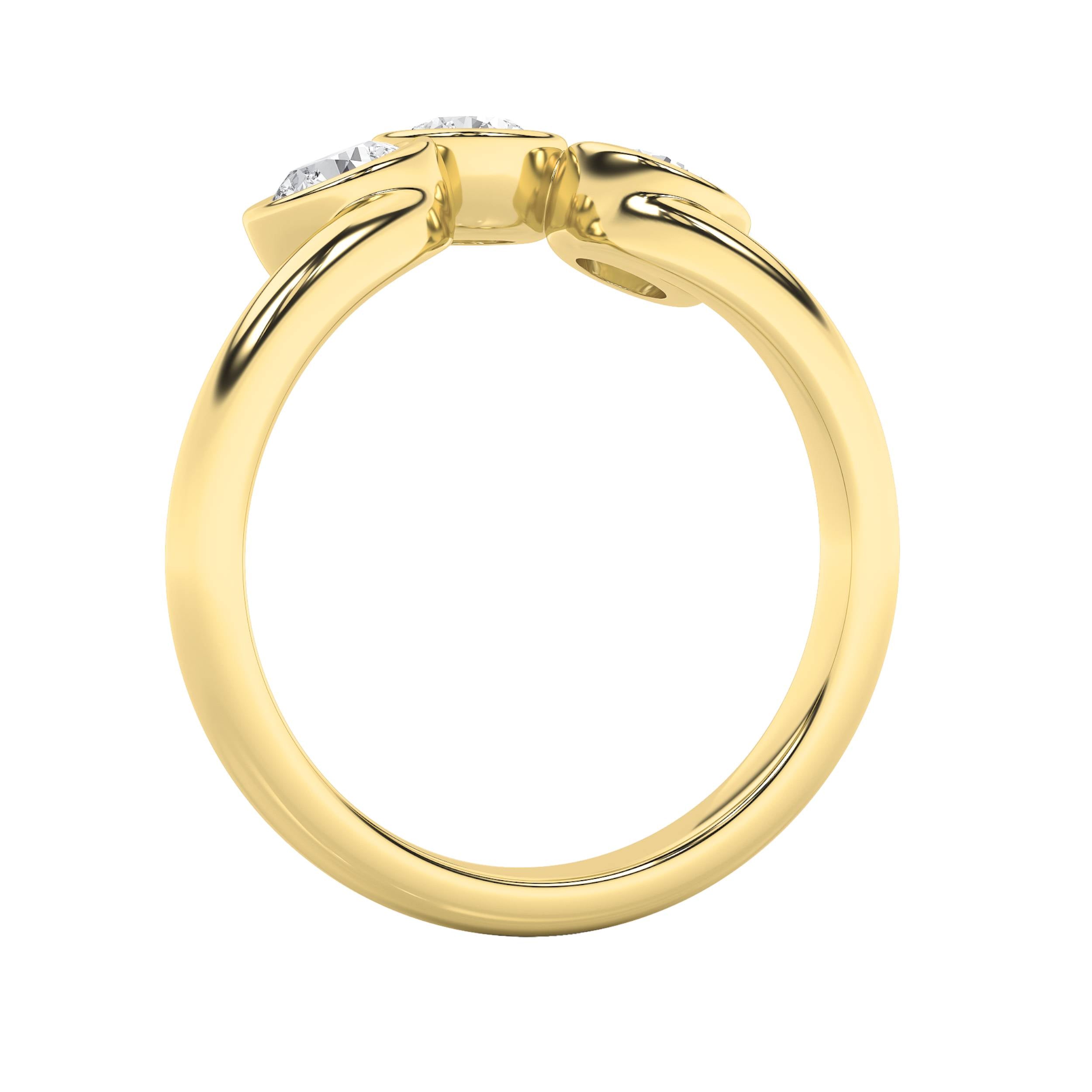 1CTW Round Shaped Lab Grown Diamond (F/VS) Three Stone Ring in 14K Gold