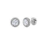 2CTW Round Shaped Lab Grown Diamond (F/VS) Stud Earrings in 14K Gold