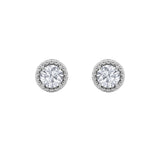 2CTW Round Shaped Lab Grown Diamond (F/VS) Stud Earrings in 14K Gold