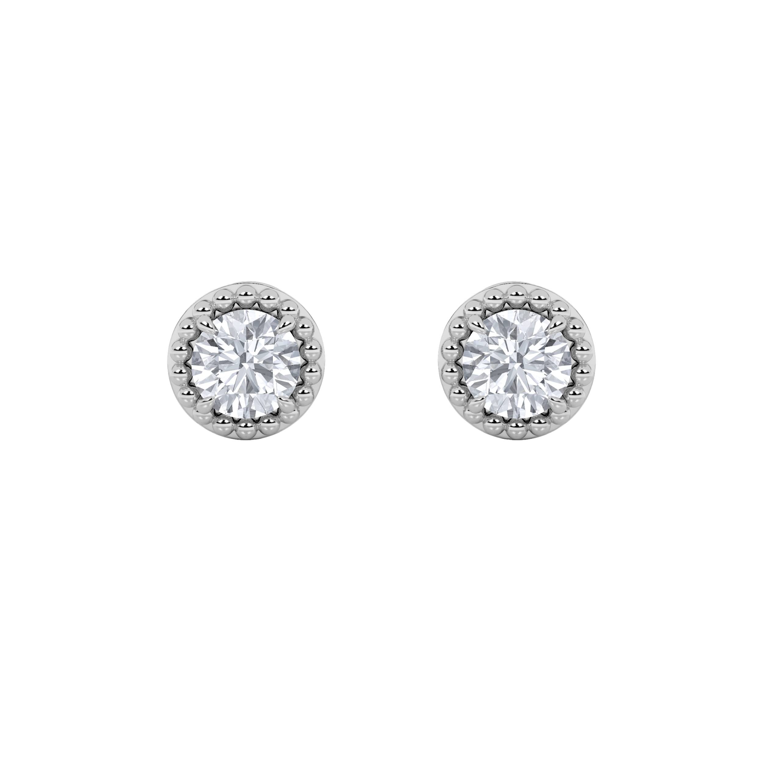 2CTW Round Shaped Lab Grown Diamond (F/VS) Stud Earrings in 14K Gold