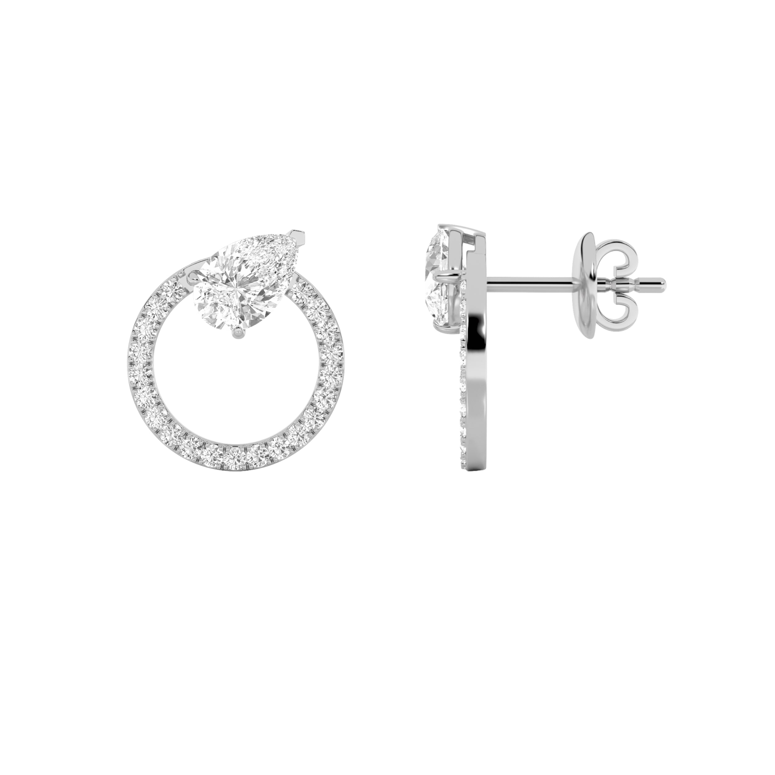 1.5CTW Pear Shaped Lab Grown Diamond (F/VS) Dangle Fashion Earrings in 14K Gold