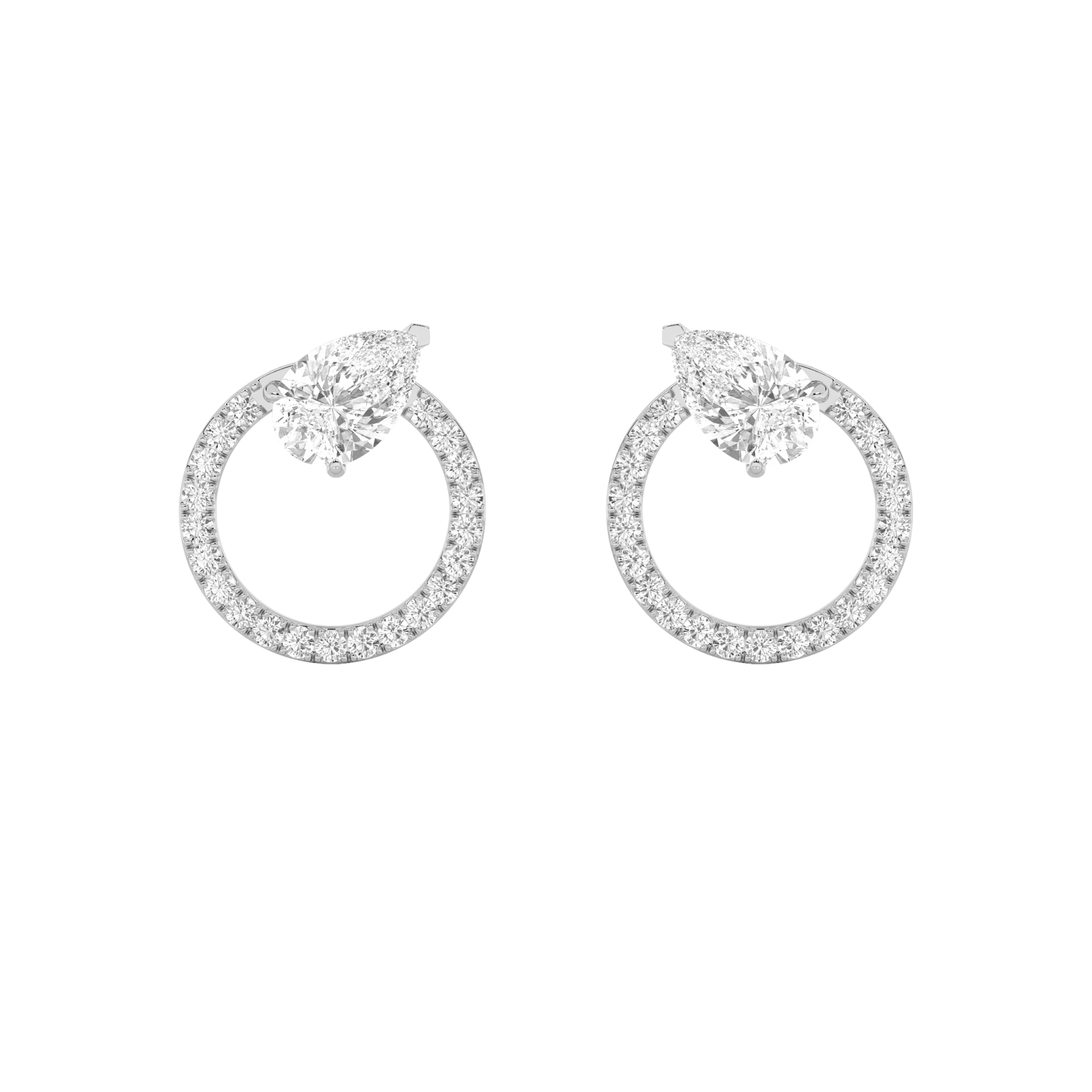 1.5CTW Pear Shaped Lab Grown Diamond (F/VS) Dangle Fashion Earrings in 14K Gold