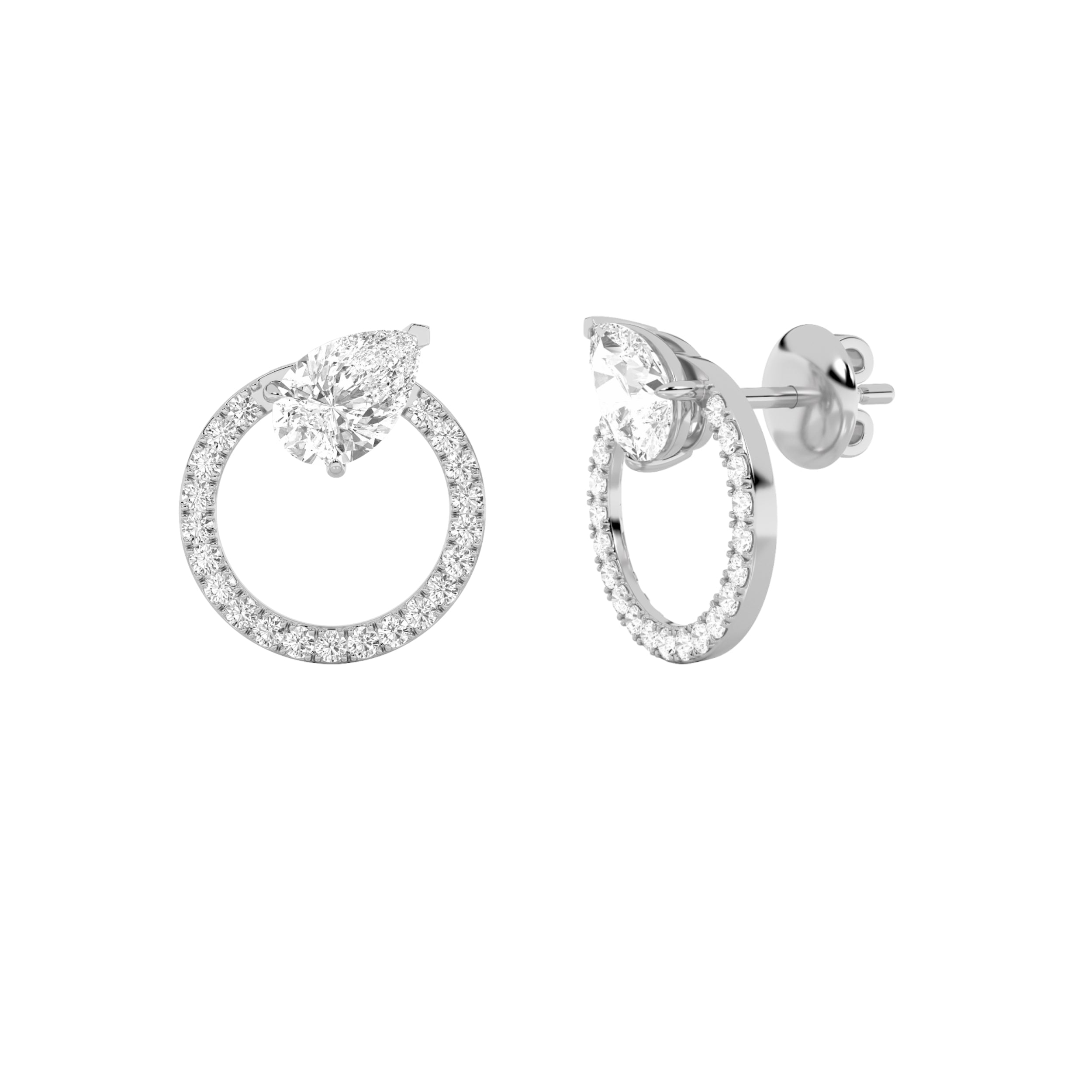 1.5CTW Pear Shaped Lab Grown Diamond (F/VS) Dangle Fashion Earrings in 14K Gold