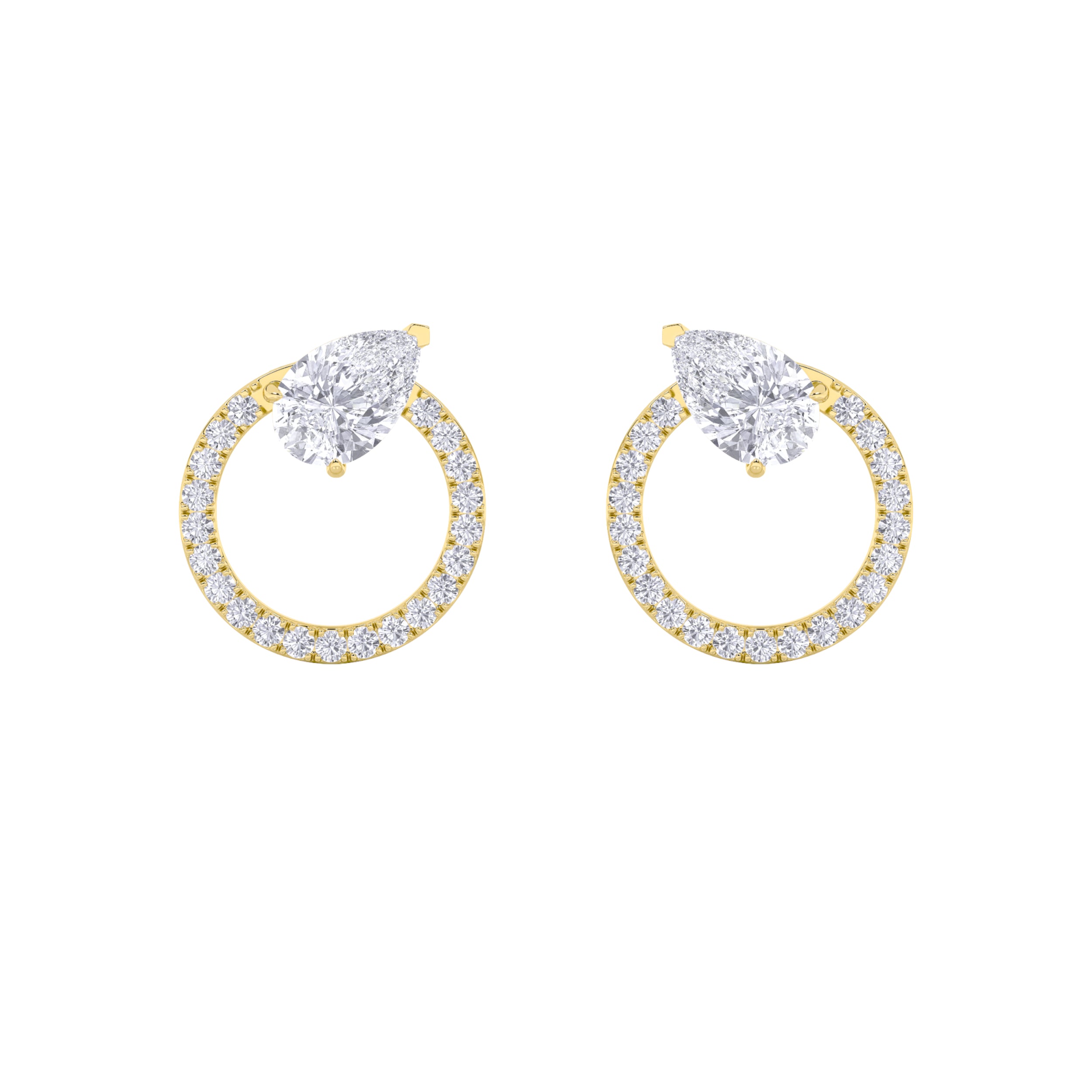 1.5CTW Pear Shaped Lab Grown Diamond (F/VS) Dangle Fashion Earrings in 14K Gold
