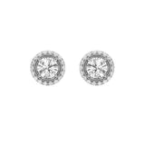 2CTW Round Shaped Lab Grown Diamond (F/VS) Stud Earrings in 14K Gold