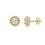 2CTW Round Shaped Lab Grown Diamond (F/VS) Stud Earrings in 14K Gold