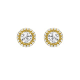 2CTW Round Shaped Lab Grown Diamond (F/VS) Stud Earrings in 14K Gold