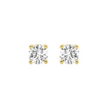 2CTW Round Shaped Lab Grown Diamond (F/VS) Stud Earrings in 14K Gold