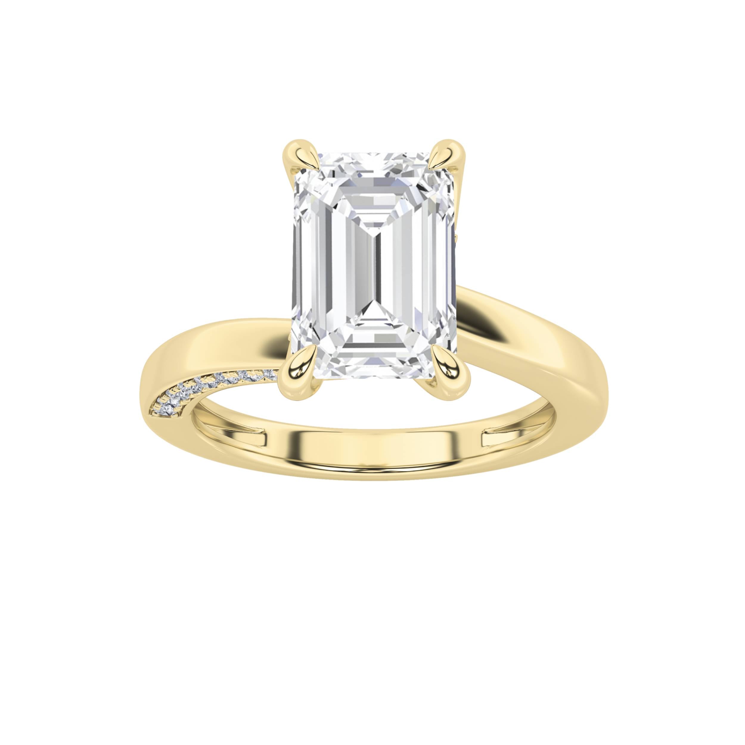 2.5CTW Emerald Shaped Lab Grown Diamond (G/VS) Accented Engagement Ring in 14K Gold