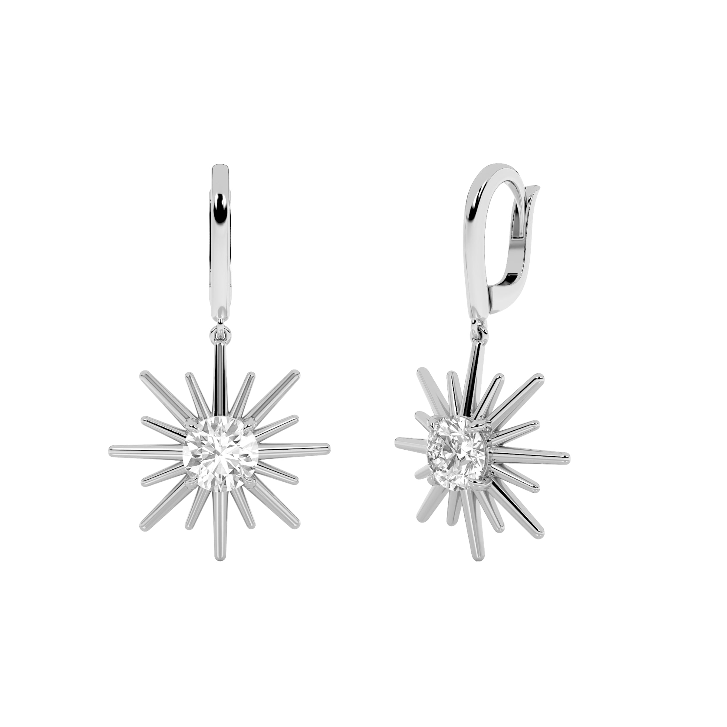 2CTW Round Shaped Lab Grown Diamond (F/VS) Astralis Earrings in 14K Gold