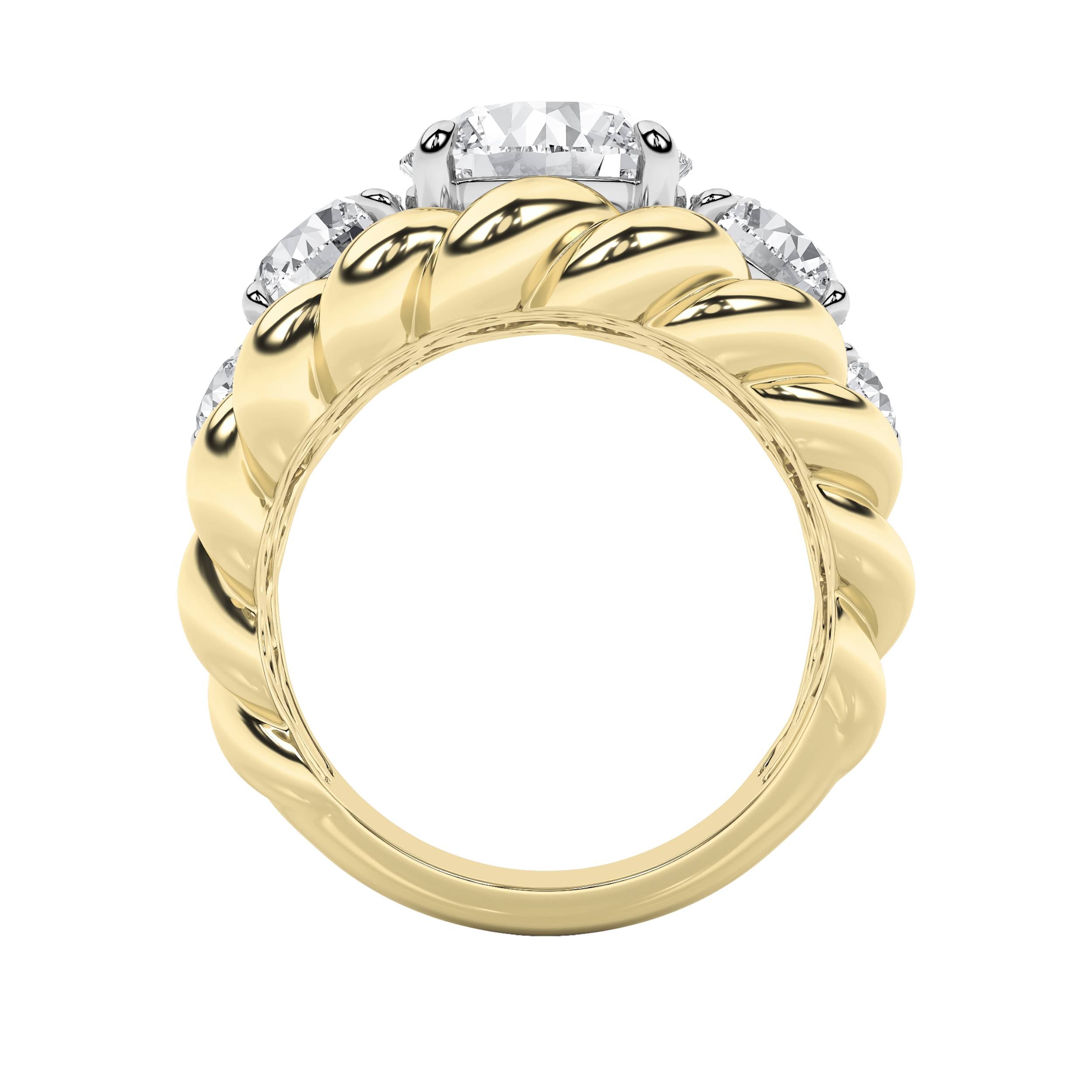 5.5CTW Round Shaped Lab Grown Diamond (F/VS) Five Stone Ring in 14K Gold
