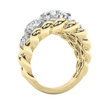5.5CTW Round Shaped Lab Grown Diamond (F/VS) Five Stone Ring in 14K Gold