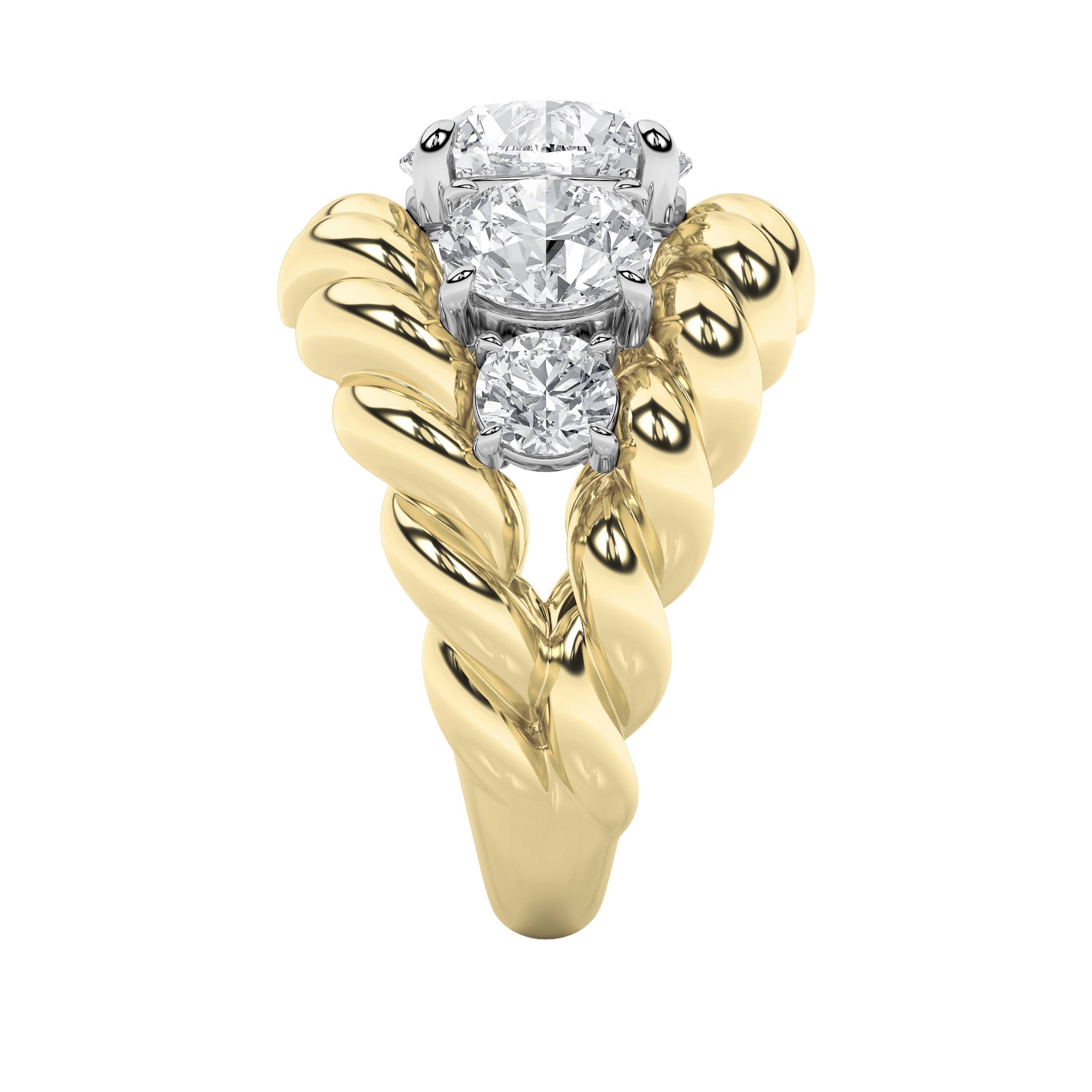 5.5CTW Round Shaped Lab Grown Diamond (F/VS) Five Stone Ring in 14K Gold