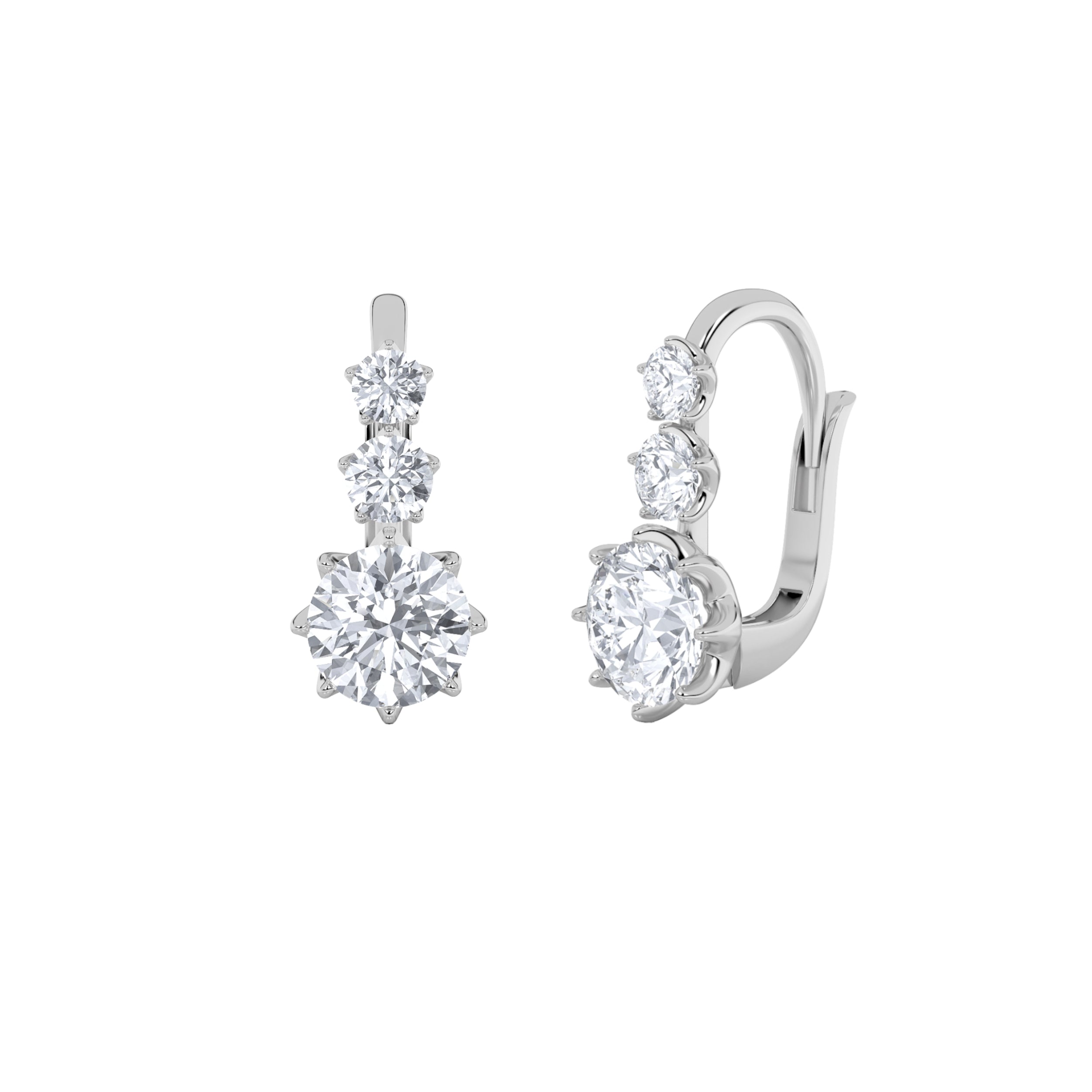 2.5CTW Round Shaped Lab Grown Diamond (F/VS) Antique Design Earrings in 14K Gold