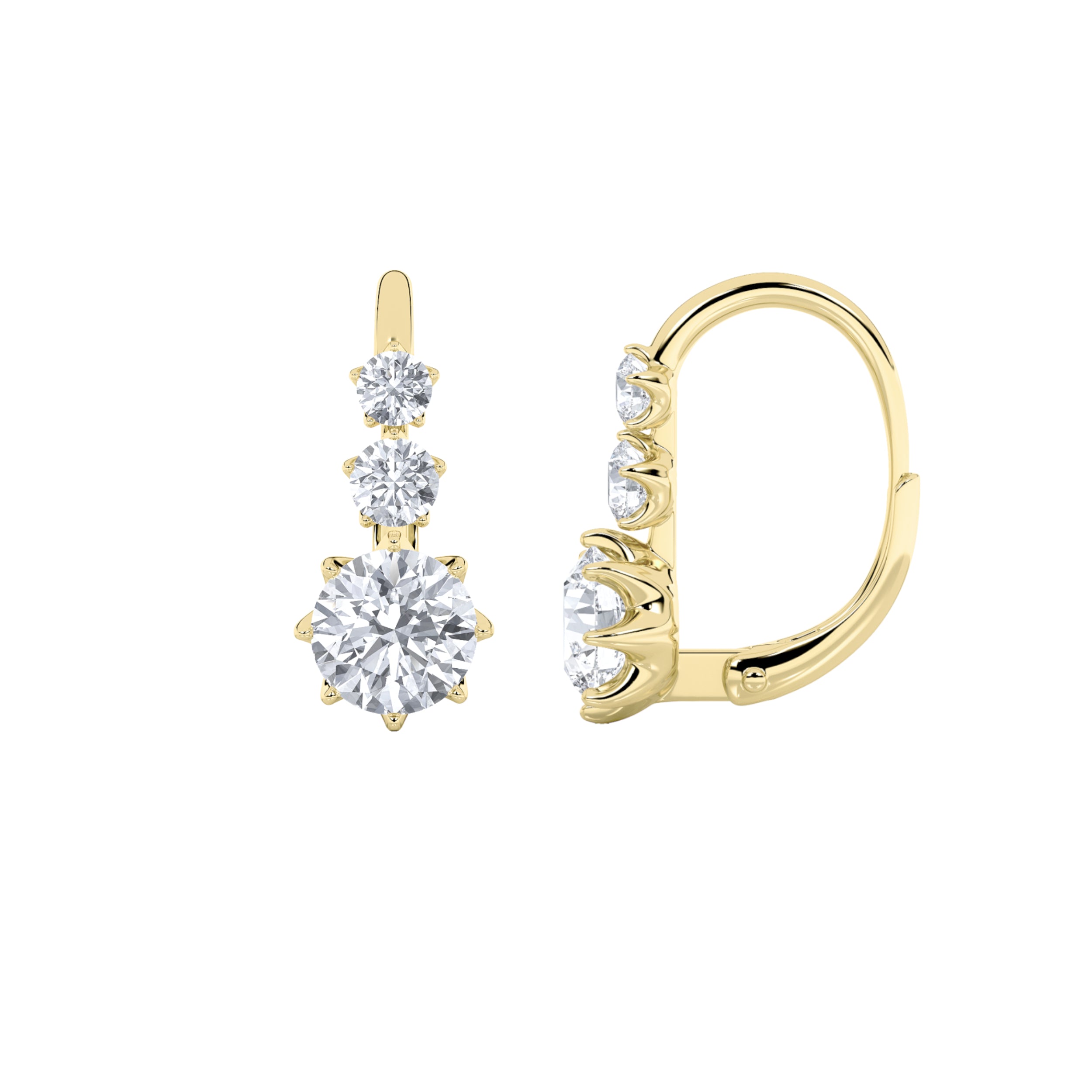 2.5CTW Round Shaped Lab Grown Diamond (F/VS) Antique Design Earrings in 14K Gold